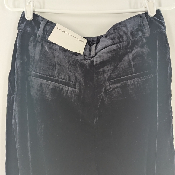 Loft The Peyton Trousers Pants Velvet 6 Black Wide Legs Career Pleated Front NWT - Picture 9 of 11